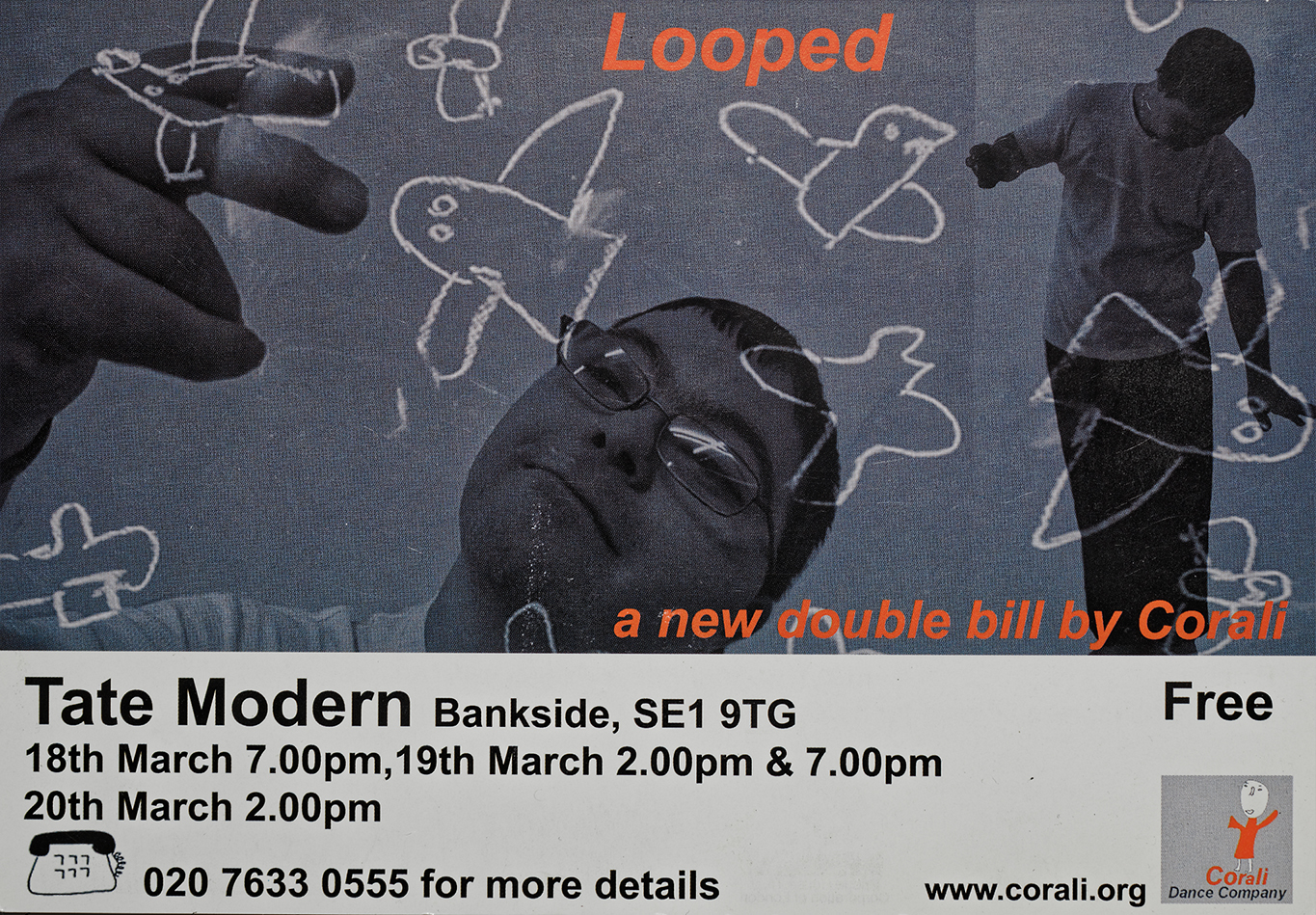 Front of postcard for Looped performance 2010